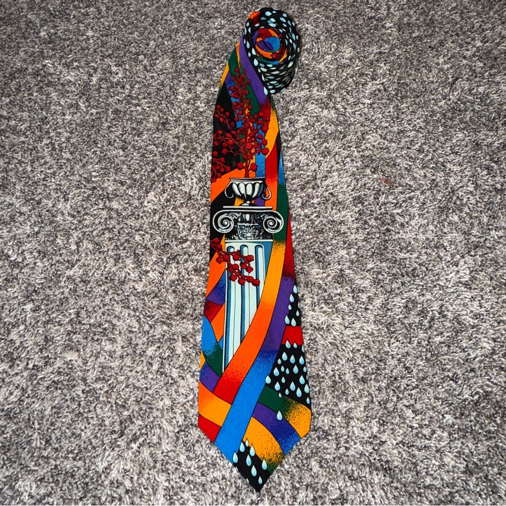 Rush Limbaugh No Boundaries Collection Greek Column Abstract Rain Tie 100% Silk